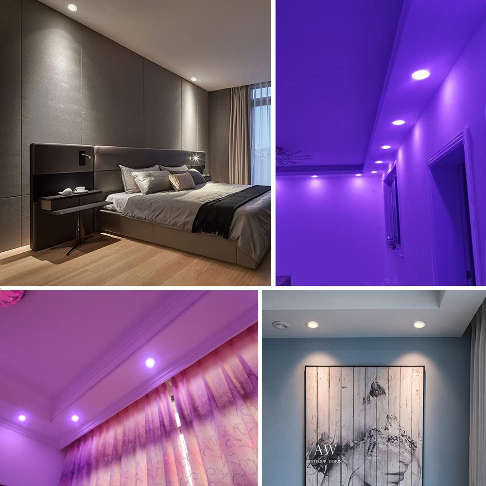 6x faretti da incasso a LED RGBW dimmerable 10W, faretto da soffitto LED Bluetooth APP cambio colore RGB+bianco caldo+bianco freddo, faretti LED rotondo da 230V per soggiorno, camera da letto