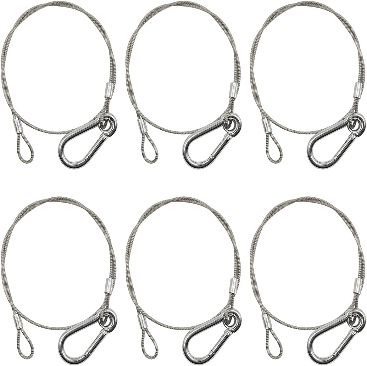 Stainless Steel Cable,6Pcs Safety Cables,YuCool 20inch Cable Locks, Stainless Steel Safety Rope for DJ Stage Lighting Par Light Moving Head Light