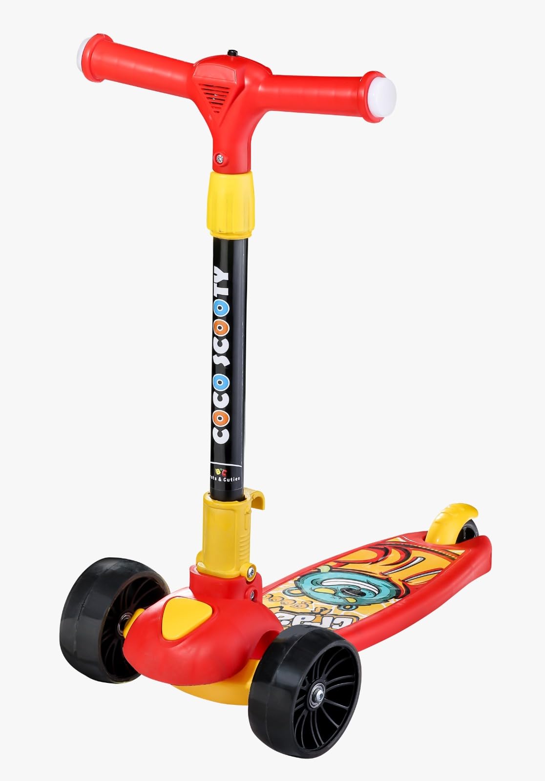 ARAY Smart Scooter 4 Level Adjustable Height, Foldable, PU Wheels, Weight Capacity 75 kgs Kids Scooter with Brakes Red for Kids of 3 to 14 Years Age