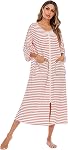 RONGTAI Zip Viscose Nightie: short-sleeve, printed, soft, light, travel, all season. Gift