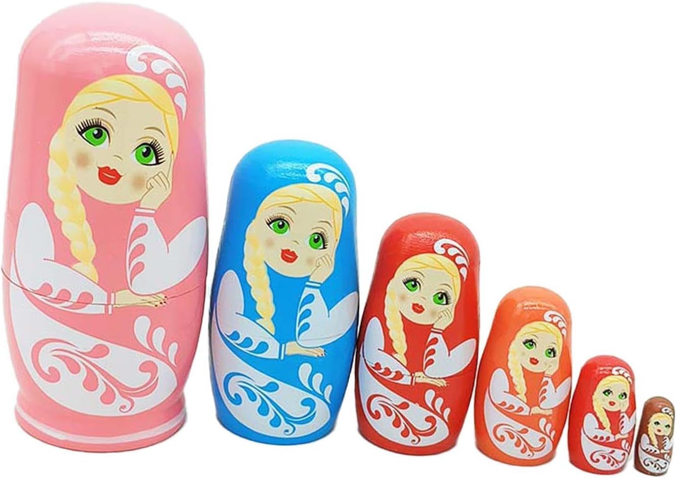 6Pcs Halloween Nesting Dolls Traditional Stacking for Table Easter Halloween Pink