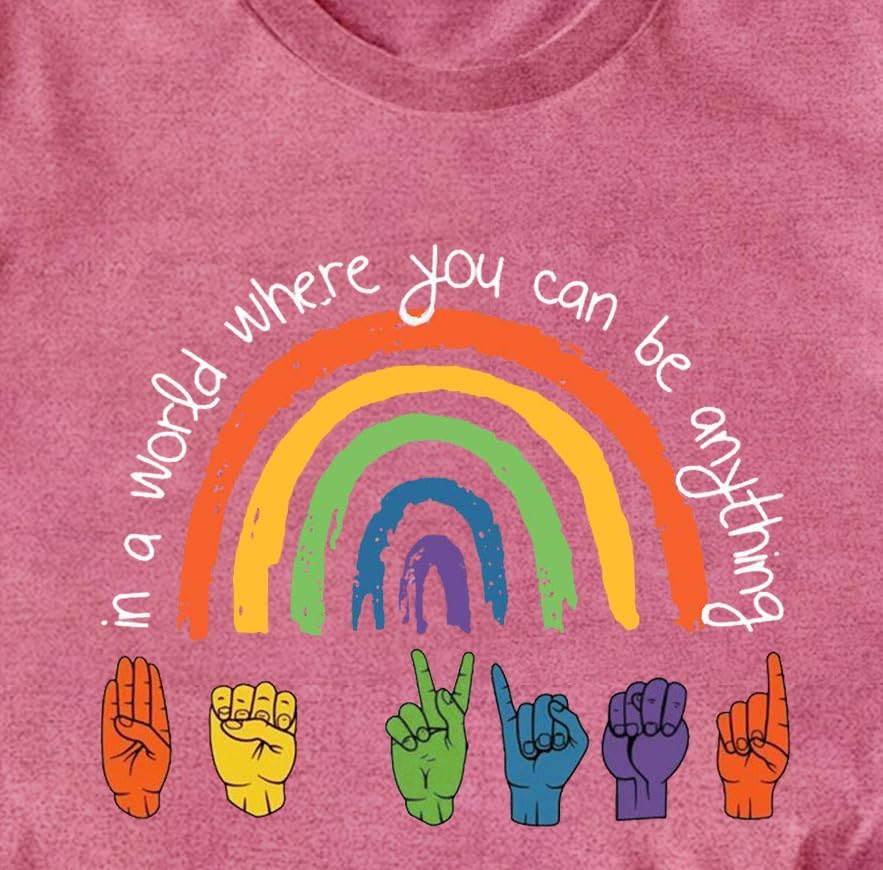 LBP Be Kind Shirt for Women Pride Rainbow T-Shirt Casual Inspirational Kindness Tee - Image 5