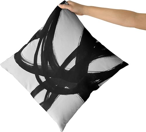 Miniatura 3 de Juego de 2 fundas de almohada de línea de arte abstracto blanco y negro de 18 x 18 pulgadas, juego de 2 fundas de almohada decorativas con estampado