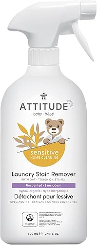 ATTITUDE Quitamanchas de tela para ropa de bebé, ingredientes a base de plantas y minerales, productos de lavandería veganos y libres de crueldad