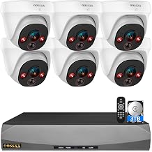 OOSSXX (2026 New) 4K PoE Security Camera System, 8CH NVR w/ 3TB HDD, 6pcs Wired Dome Cameras, 130&deg; Wide Angle, PIR Motion Detection, 2-Way Audio, Remote Control, No Monthly Fee App