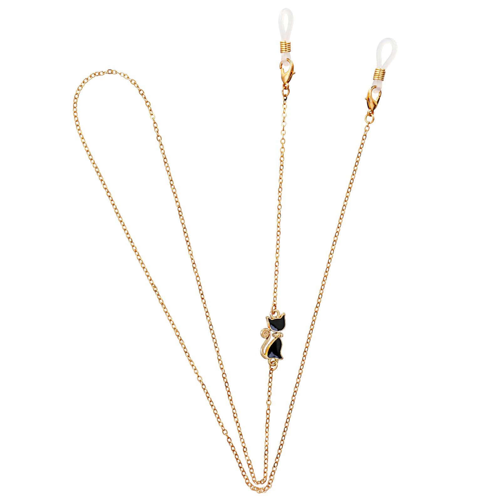 ♪482❤️ 天然石ローズクォーツ猫ねこ桜マスクチェーンメガネ