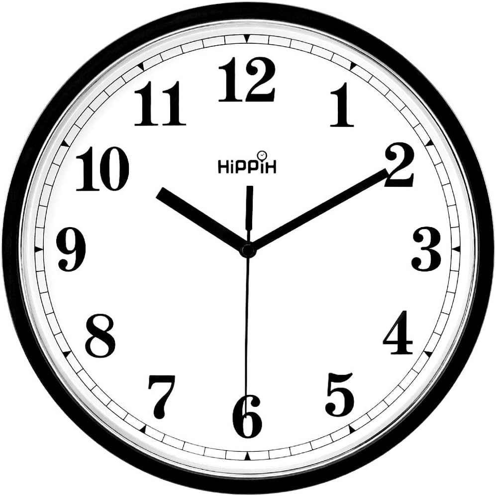 Coindivi Black Wall Clock, Silent Non-Ticking