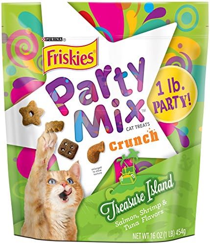 Friskies Party Mix Cat Treats, Treasure Island, Salmon, Shrimp And Tuna Flavors, 16-Ounce, 1-Pack