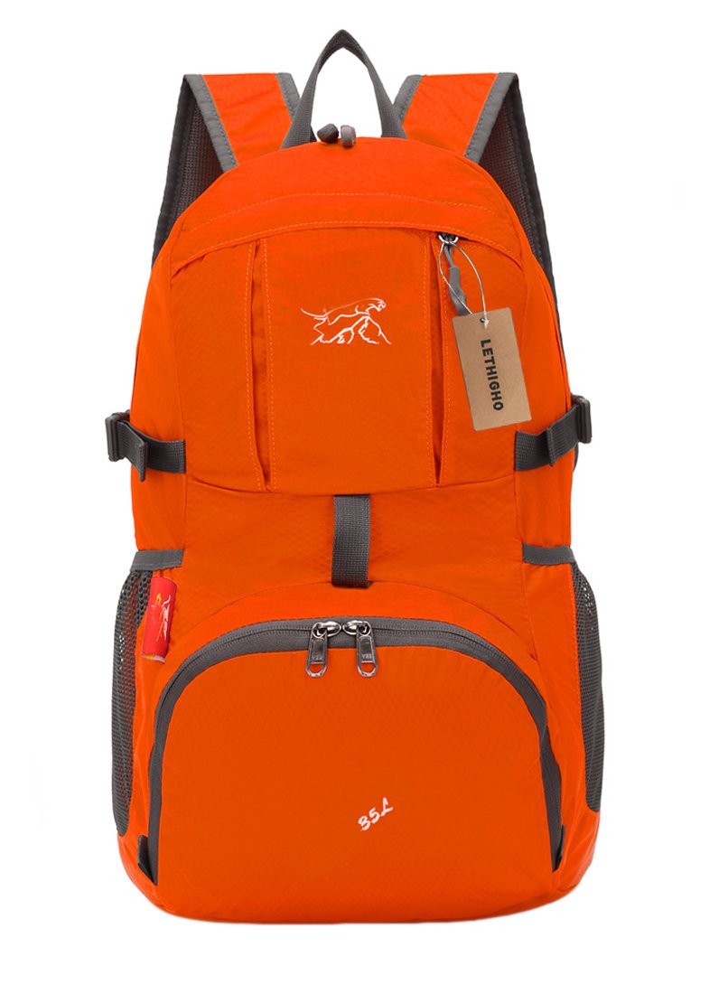 Foldable Ultra Lightweight Bag Water Resistant Packable Packsack Portable Travel Camping Outdoor Backpack for Men and Women Orange