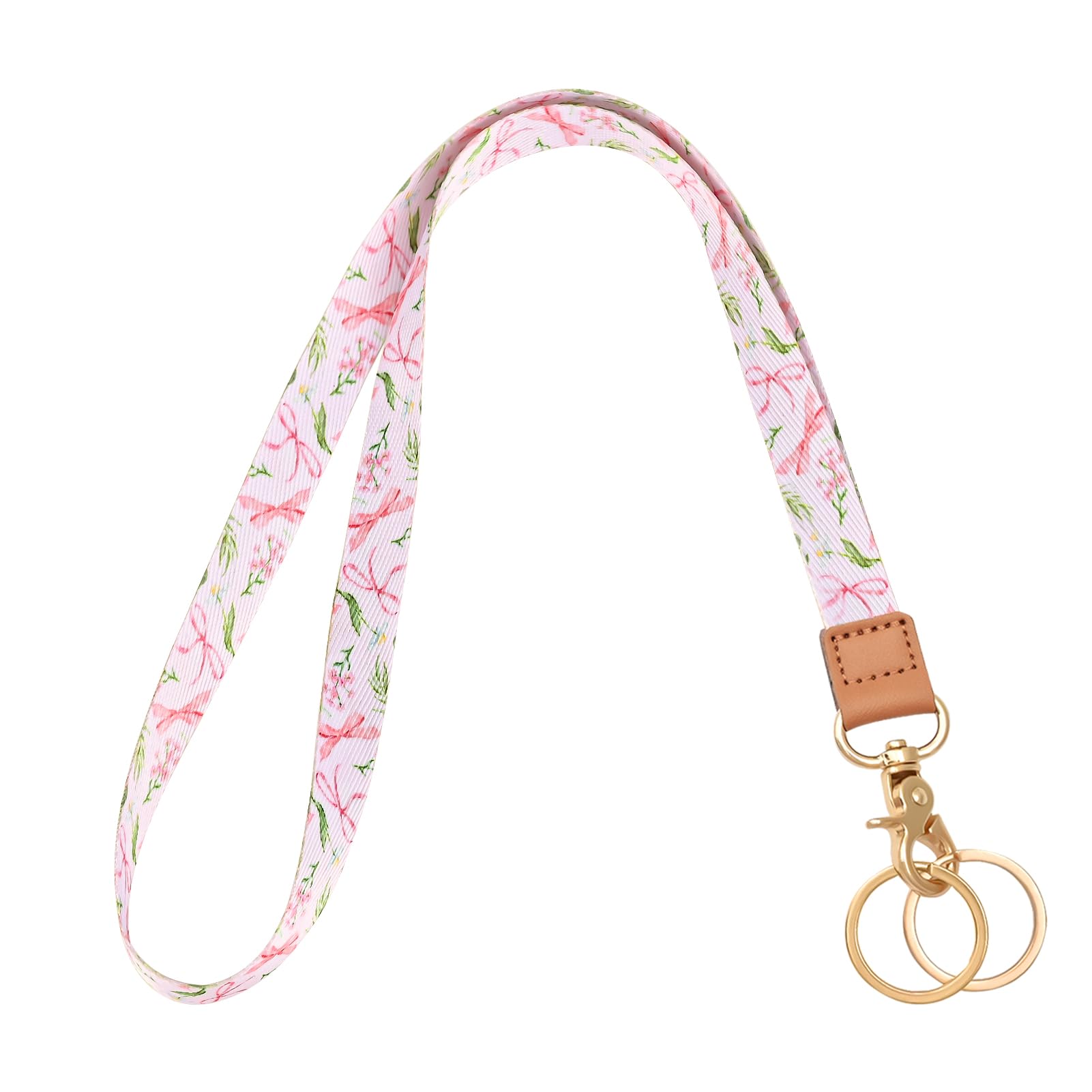 Knagsfa Lanyards for ID Badges, Neck Lanyards for Keys with Metal Hook, Cute Lanyard Keychain for Women, Bow Flowers — image 1