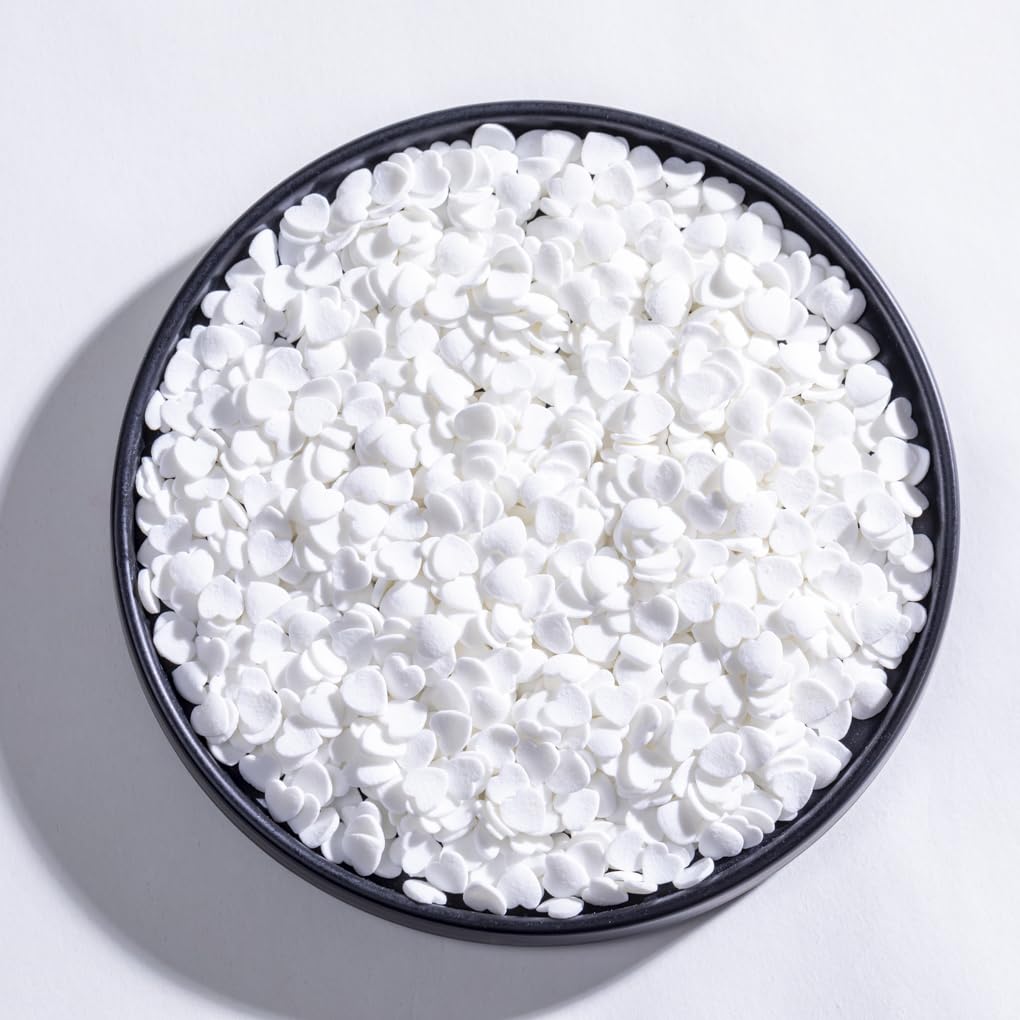 Red Heart Shapes Sprinkles Valentine Jumbo Heart Sprinkles for WEdding Cake Decorating - 3.53 oz/100g. (white)