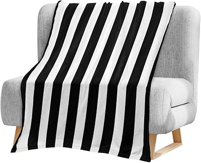 Kids Throw Blanket, Black White Stripe Christmas Halloween Decoration Soft Fleece Blanket Kids Bedding Lightweight Bed Flannel Blanket for Girl Boys Toddler, 50x60 Inch