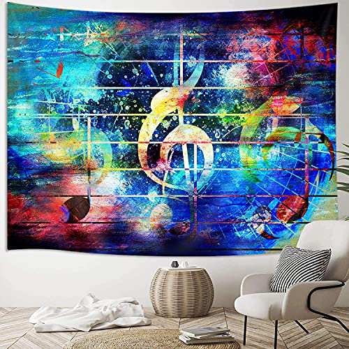 Cool Music Note Decor Tapestry Wall Hanging For Bedroom, Hippie Tie Dye Colorful Music Studio Poster Wall Art Tapestries For Men, Graffiti Hip Hop Musical Blanket College Decorations 60X40Inch #TOP2