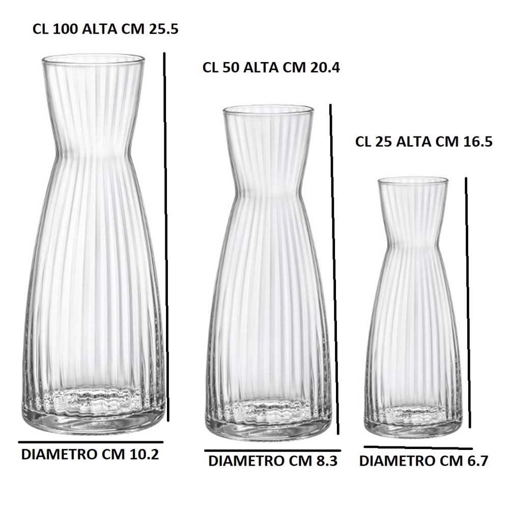 Set 9 Caraffa in Vetro assortite Bottiglia da Tavola Elegante per Vino Acqua o succhi anche come porta fiori brocche ristoranti hotel eleganza Design MADE IN ITALY