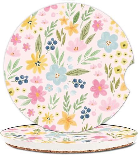 Portavasos absorbentes para automóvil, paquete de 2, bonitos posavasos para automóvil con muesca de dedo para mujeres y hombres, piedra de cerámica