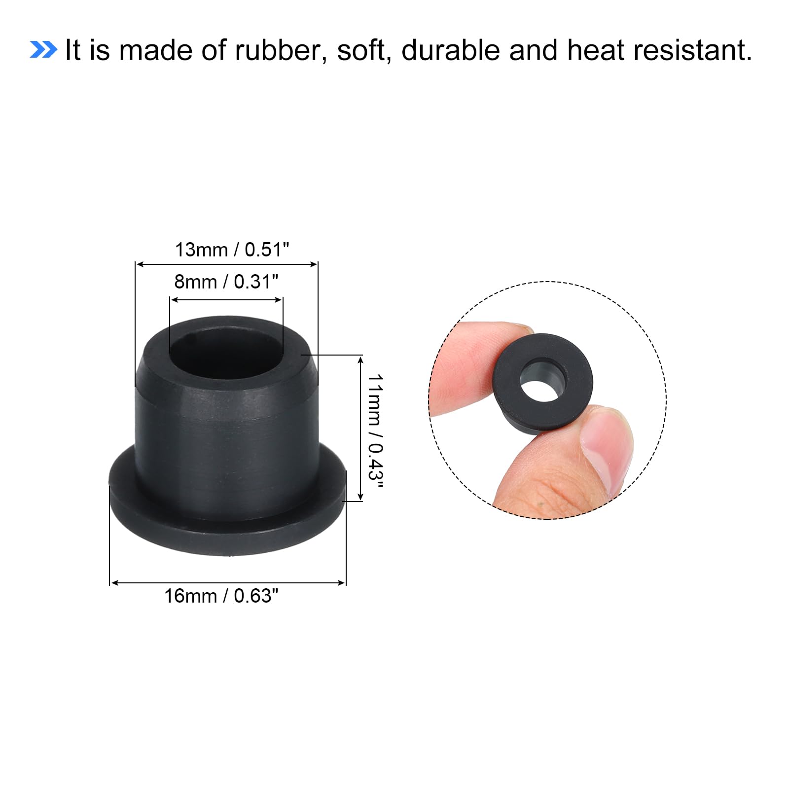 Sourcing Map 10pcs T Type Rubber Grommet Dia 13mm (16x8x11mm) Seal