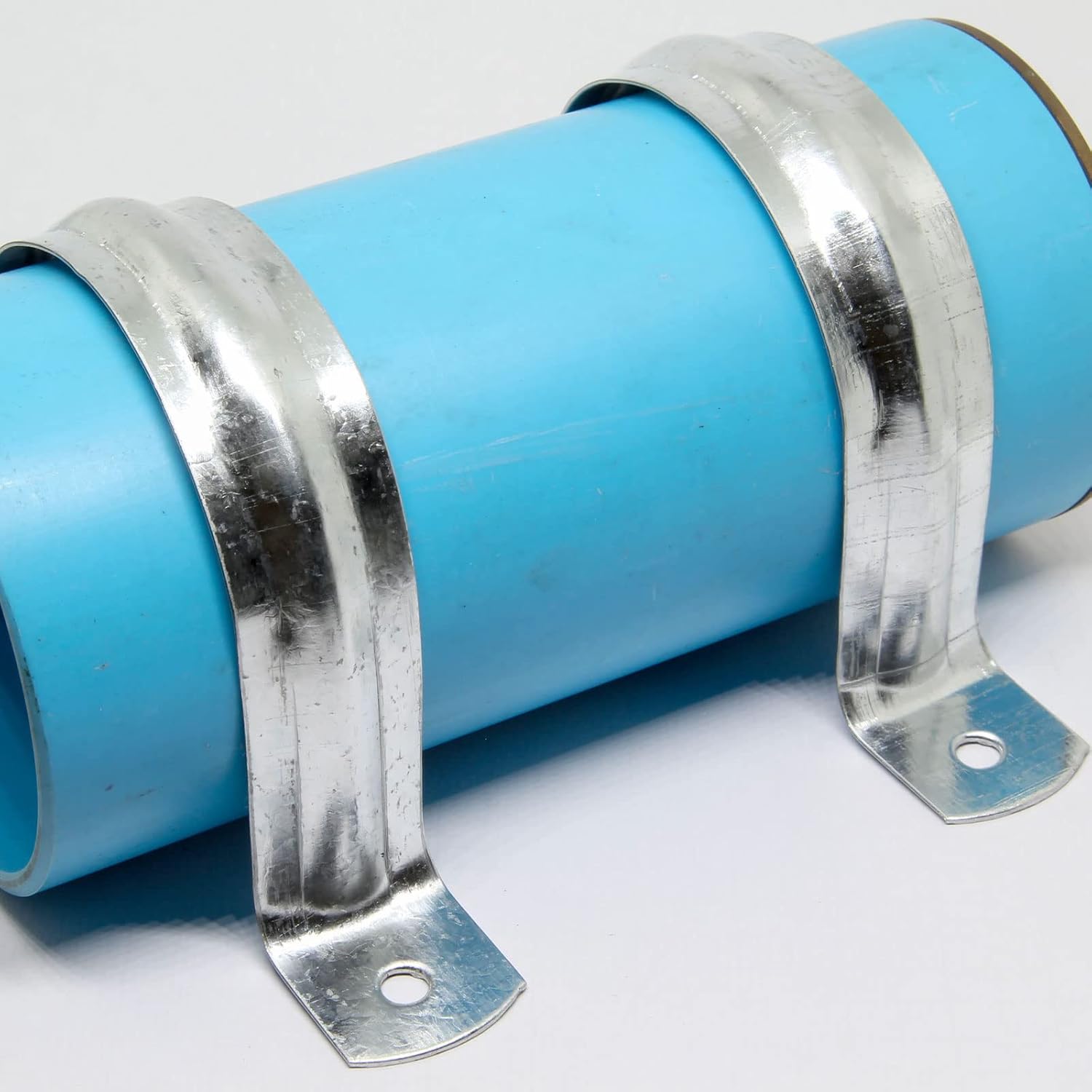 uxcell Rigid Pipe Strap, 24pcs 3 1/2 Inch (90mm) Two Hole Strap U Bracket Zinc Plated Steel Tension Tube Clip Clamp for Pipe Fixing
