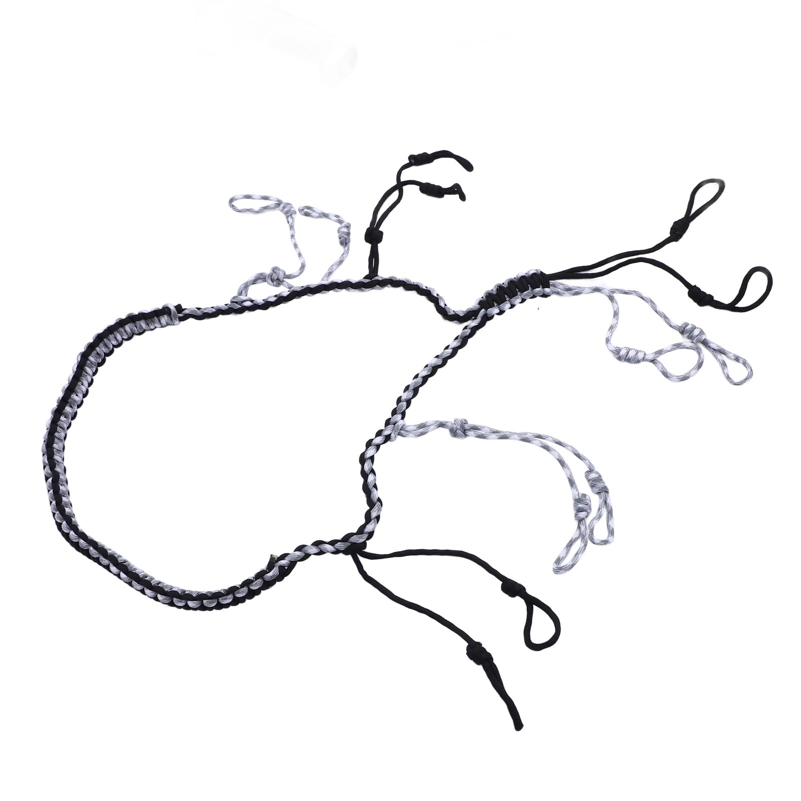 Cordino per richiamo per anatre, portatile, in paracord intrecciato di nylon con anelli per attività all'aperto. (Nera)