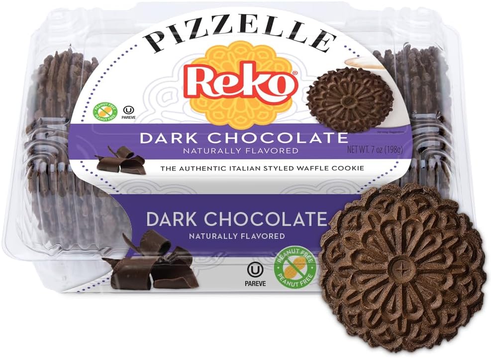 Reko Pizzelle Authentic Italian Style Waffle Cookie, Chocolate, 7 Ounce (Pack of 1)
