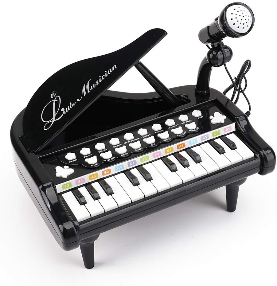 Piano Toy Keyboard for Baby & Toddlers Birthday Gift Toy for 1 2 3 4 Year Old Kids Toy Piano 24 Keys, Black