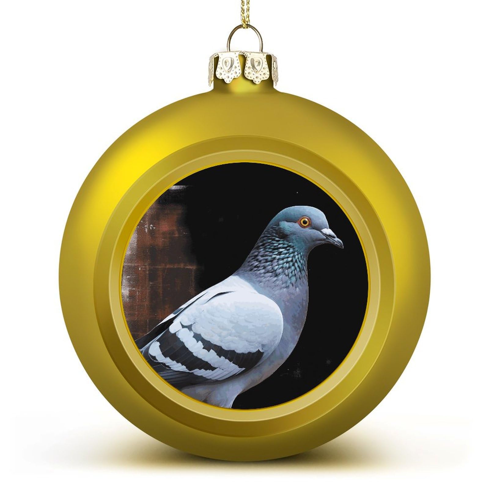 Pigeon Christmas Ball Ornaments 2.4 Inch Shatterproof Hanging Xmas Balls for Christmas Tree Decoration Golden Christmas Tree Balls for Holiday Wedding Party 4PCS