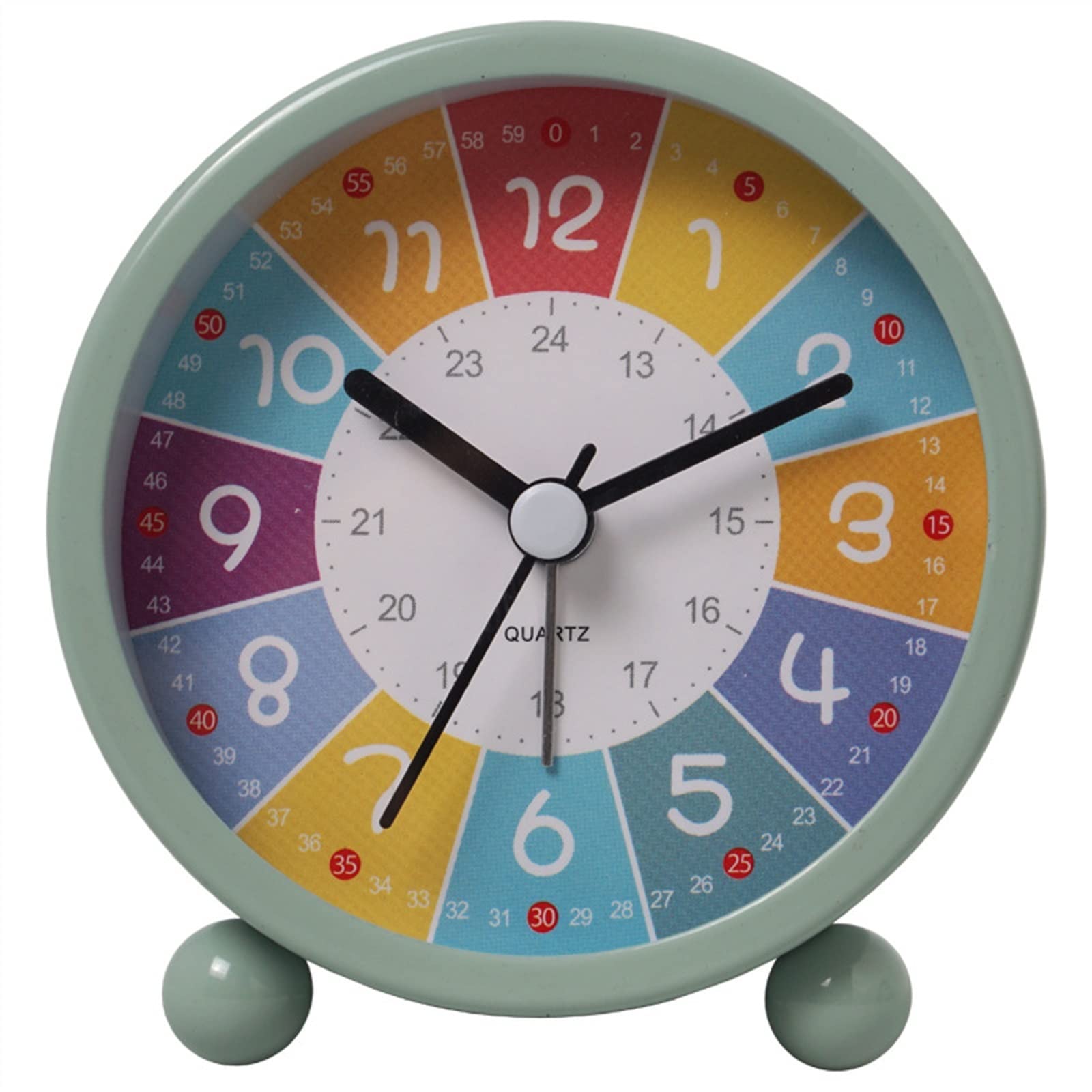 G5Z9W3C7M2 Loud Alarm Clocks Kids Alarm Clock Luminous Round Silent Analog Table Non Ticking(Green)