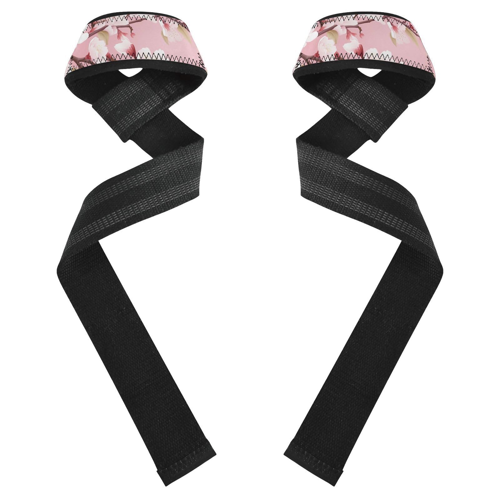 Nander Beautiful Cherry Blossoms Wrist Straps for Weightlifting,Lifting Straps with Neoprene Cushioned Wrist Padded and Anti-Skid Silicone for Strength Training,Bodybuilding,Deadlifting