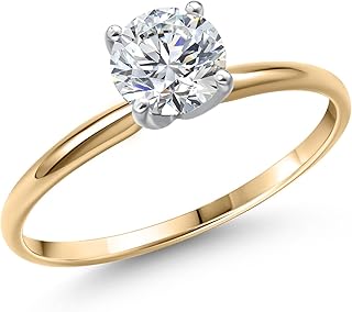 2 Tone 14K Yellow and White Gold IGI Certified Lab Grown Diamond Solitaire Engagement Ring For Women | 0.75 Ct Round Cut | E-F Color | VS1-VS2 Clarity