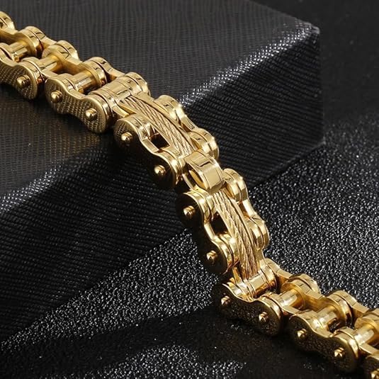 18K pure gold bracelet, men's bracelet bicycle chain, Bicycle chain，exquisite Cuban chain, hip-hop men's bracelet fashion jewelry gift4