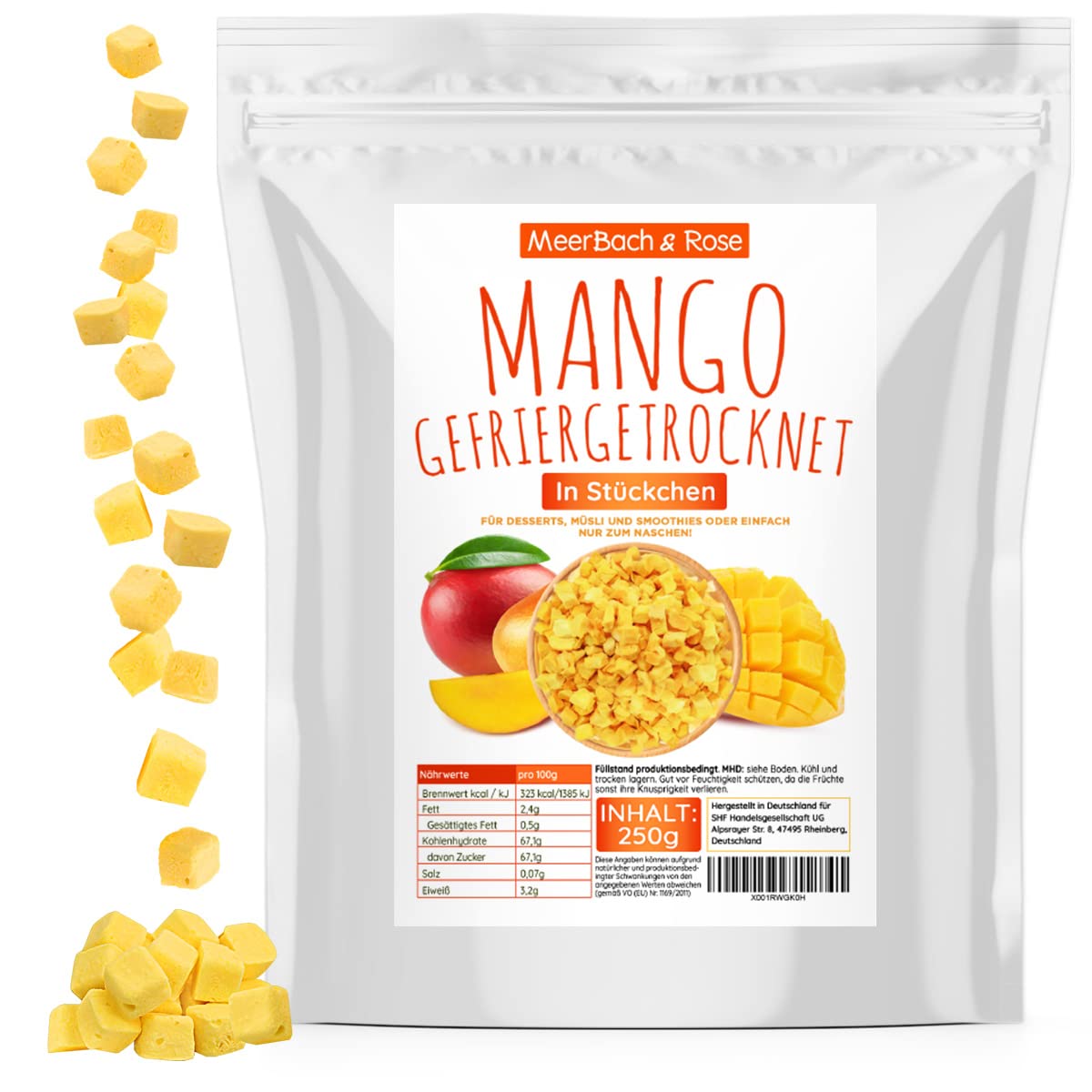 Mango gefriergetrocknet, 250g gefriergetrocknete Früchte, frei von Zusatzstoffen, fruchtig, in Deutschland hergestellt