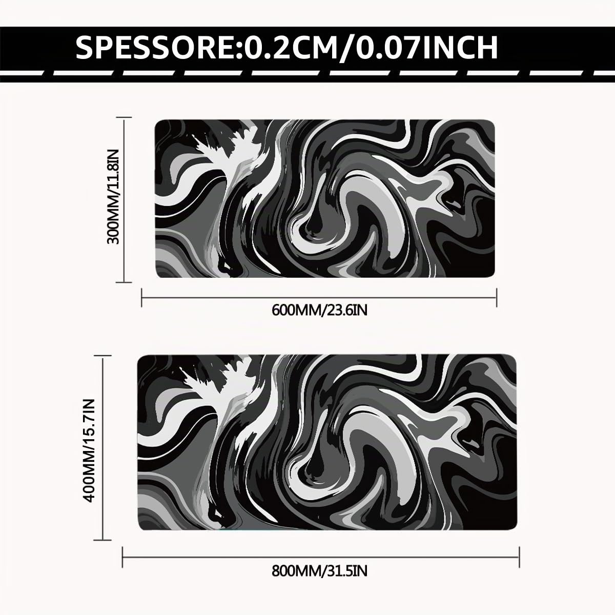 Rcege Grande tappetino per mouse per scrivania, tappetino per mouse da gioco con base antiscivolo bordi cuciti, tappetino da scrivania per tastiera e mouse