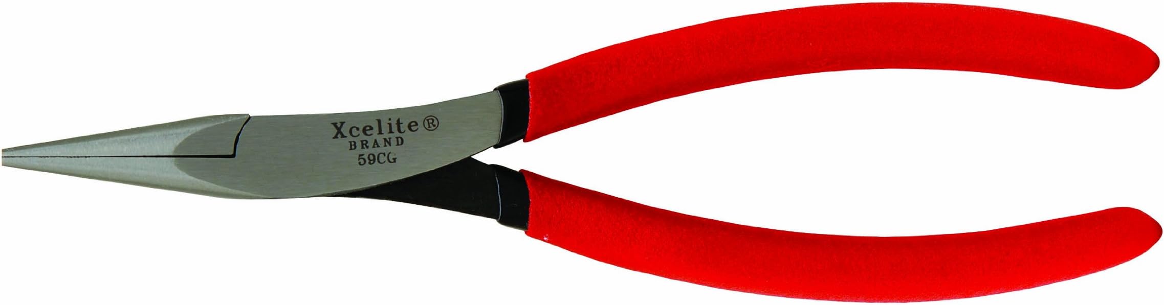 Xcelite59CGNN Forged Alloy Steel Electrician's Chain Nose Plier with Cushion Grip, Serrated, 8" Length, 1-1/2" Jaw Length, Red Handle