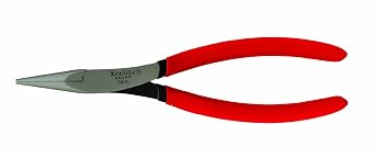 Xcelite 59CGNN Forged Alloy Steel Electricians Chain Nose Plier with Cushion Grip, Serrated, 8" Length, 1-1/2" Jaw Length, Red Handle