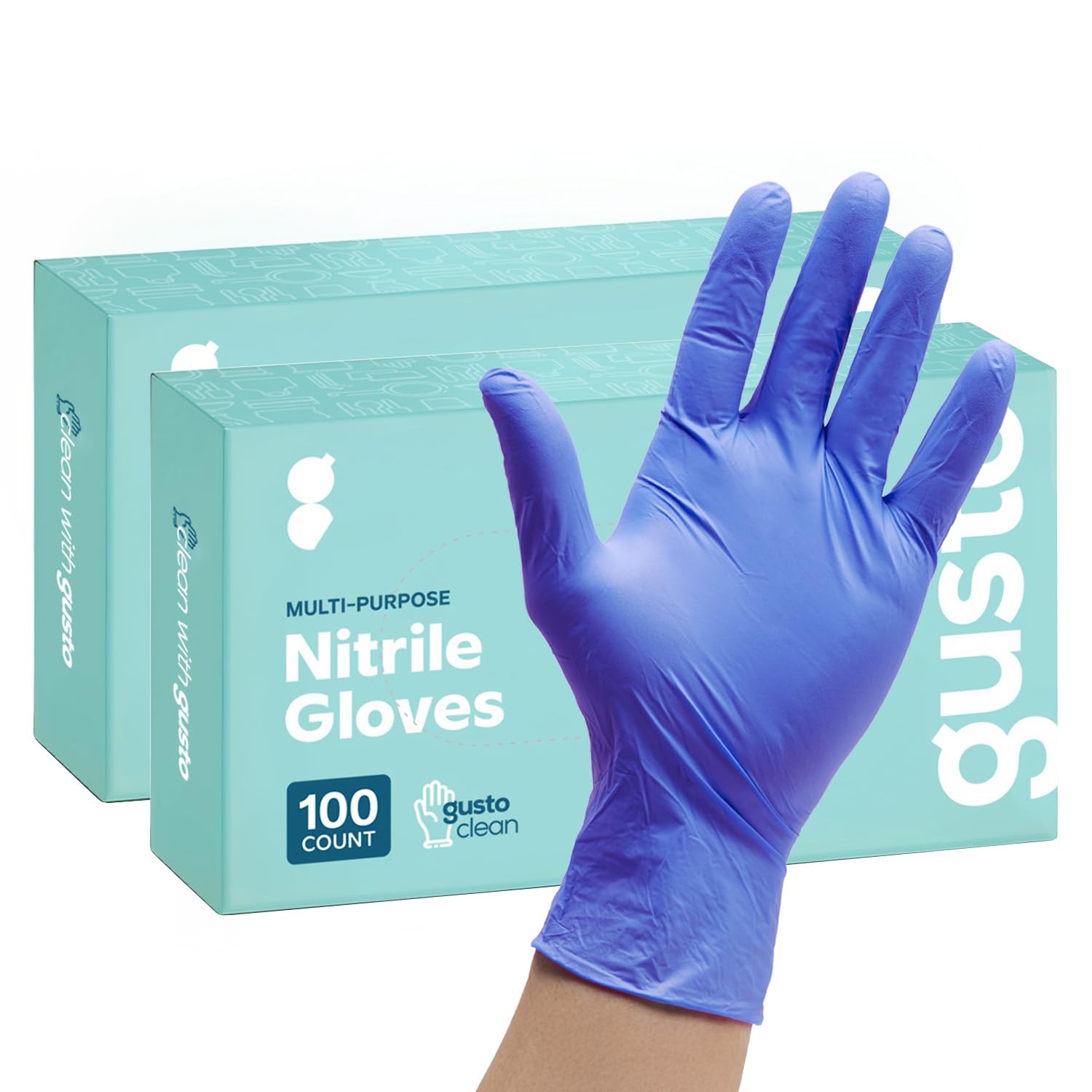 GUSTO Blue Nitrile Gloves Disposable Gloves 4 Mil Latex Rubber Free Non-Sterile Powder-Free Formerly Comfy Package