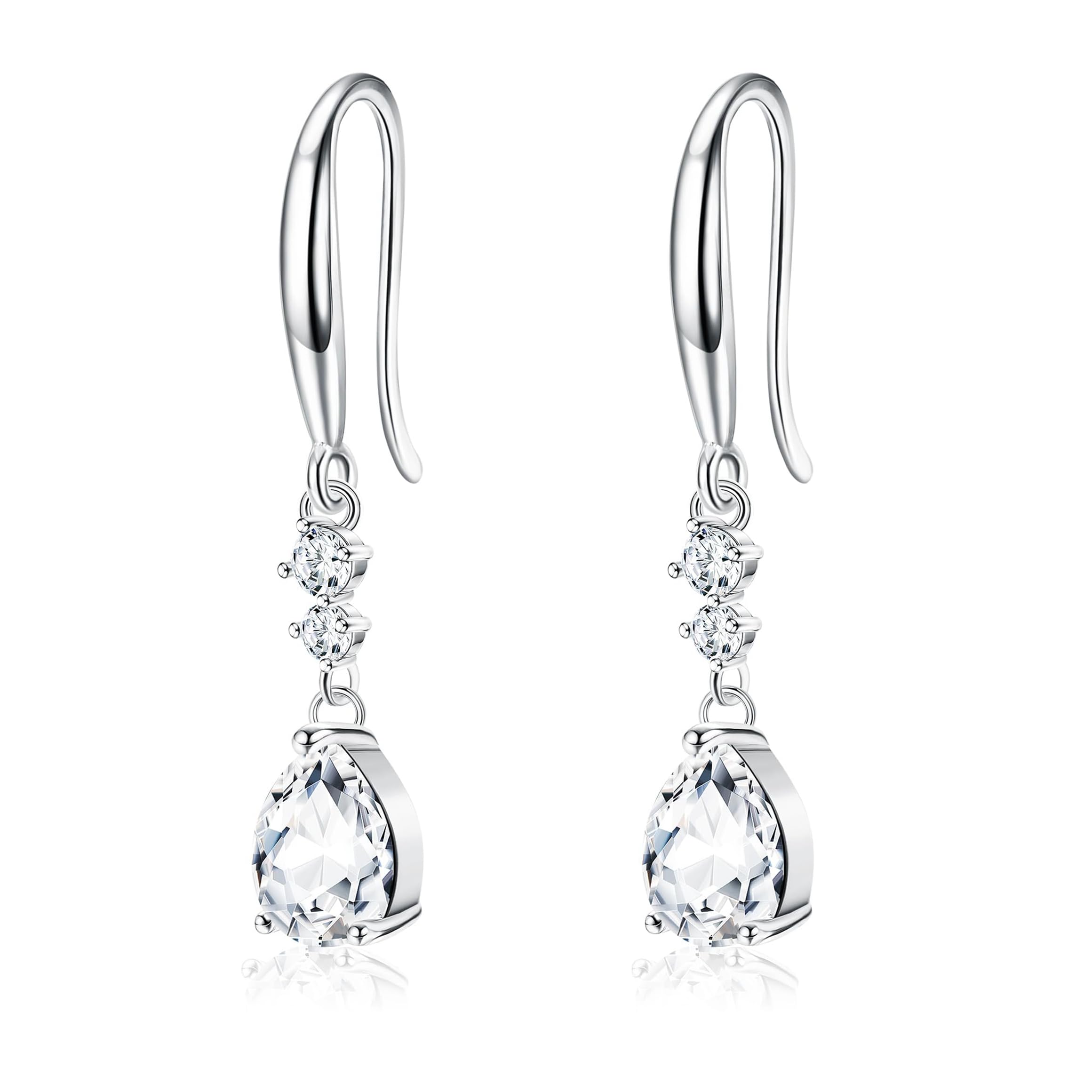 JeweBella Pendientes Mujer Plata 925 Colgante Pendientes de Mujer Niñas Hipoalergenicos Pendientes con Colgante Zirconia Cúbica Pendientes Plata Mujer Colgante