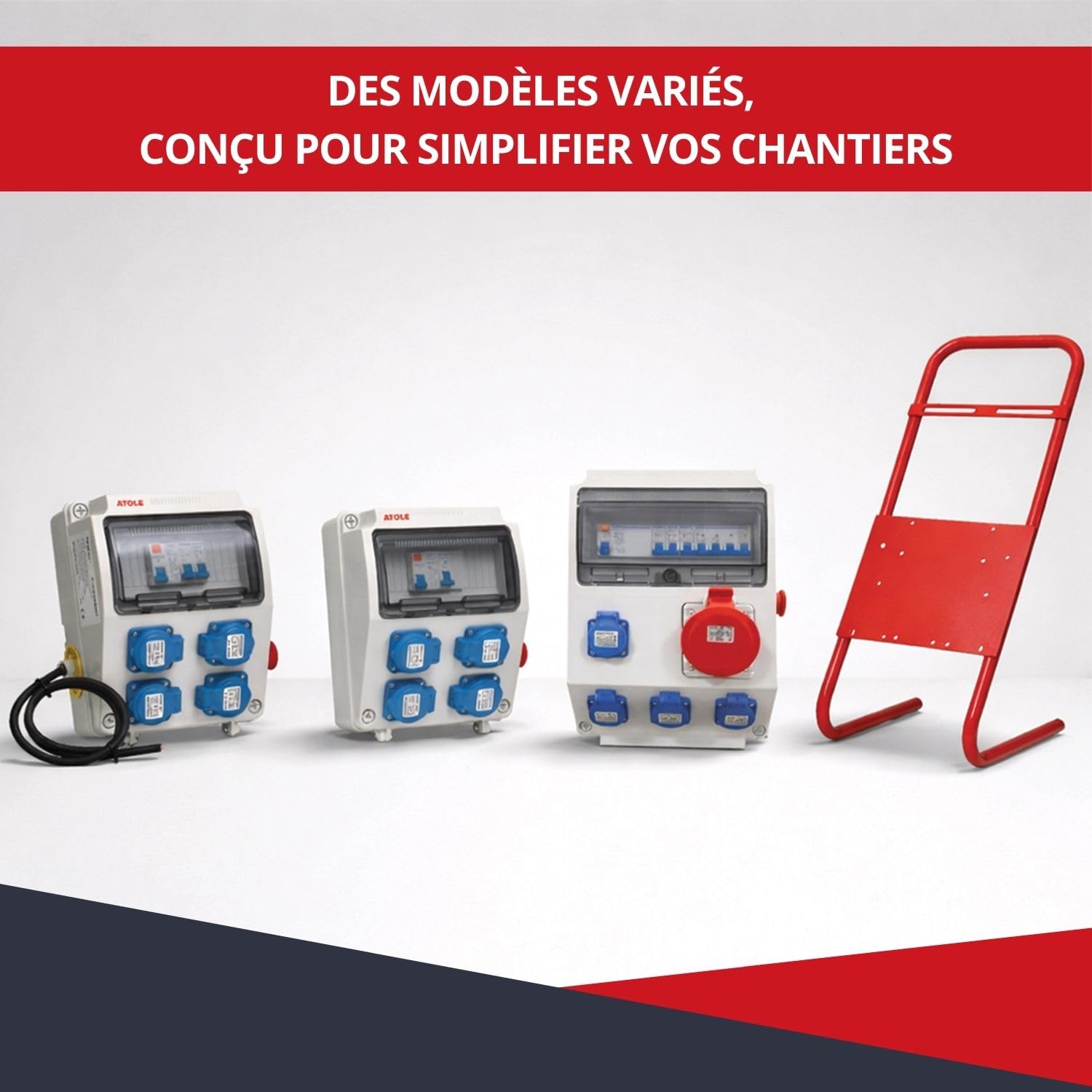 Coffret de Chantier monophasé - 4 Prises NF 2P+T - 50hZ - 16A NF - 250V - 9 modules
