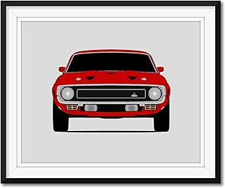 Ford Mustang 1969 Shelby GT500 Cobra Inspired Poster Print Wall Art Decor Handmade Carroll Shelby (Unframed)