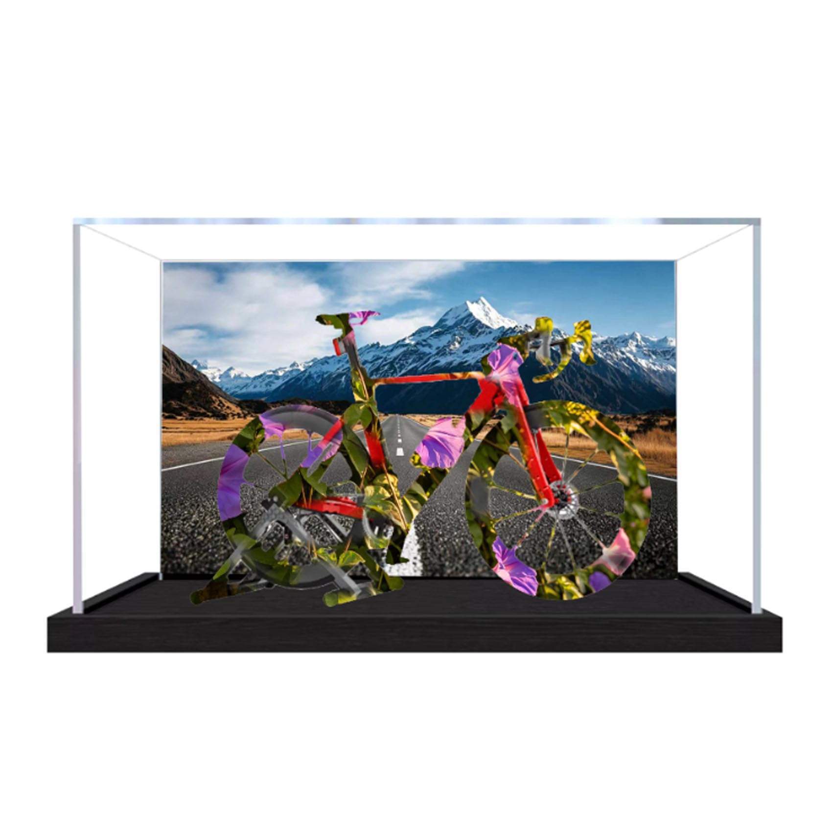 Acrylic Display Case for Le-go 11380 bicycle Model, Dustproof Display Box (display box only) (StyleA Background 3mm)