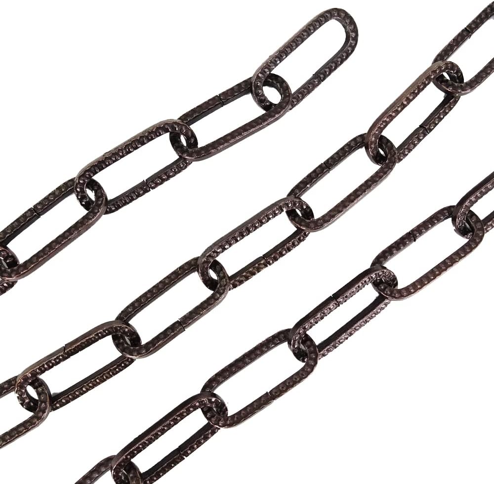 Produktbild von 10 M Eisenkette Schwarz Gehämmert – Ø 3 Mm, Ringkette, Gliedergröße 35x15 Mm, Tragkraft 5 Kg – Für Leuchten, Deko & Bastelprojekte