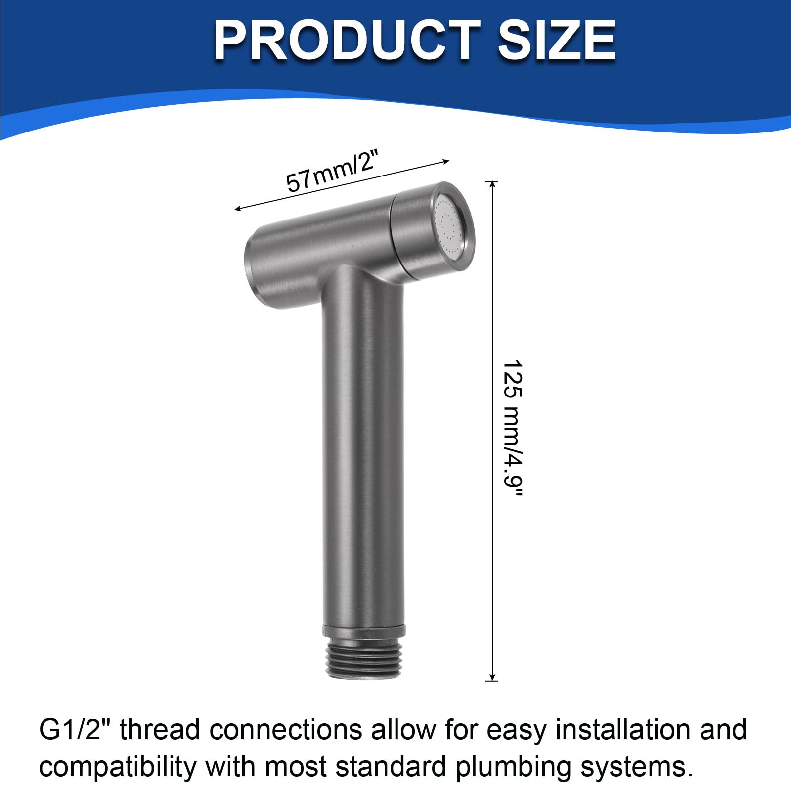 uxcell Handheld Bidet Sprayer for Toilet Metal Bathroom Sprayer Kit Water Pressure Sprayer for Kitchen Bathroom Toilet Flushing — view 2