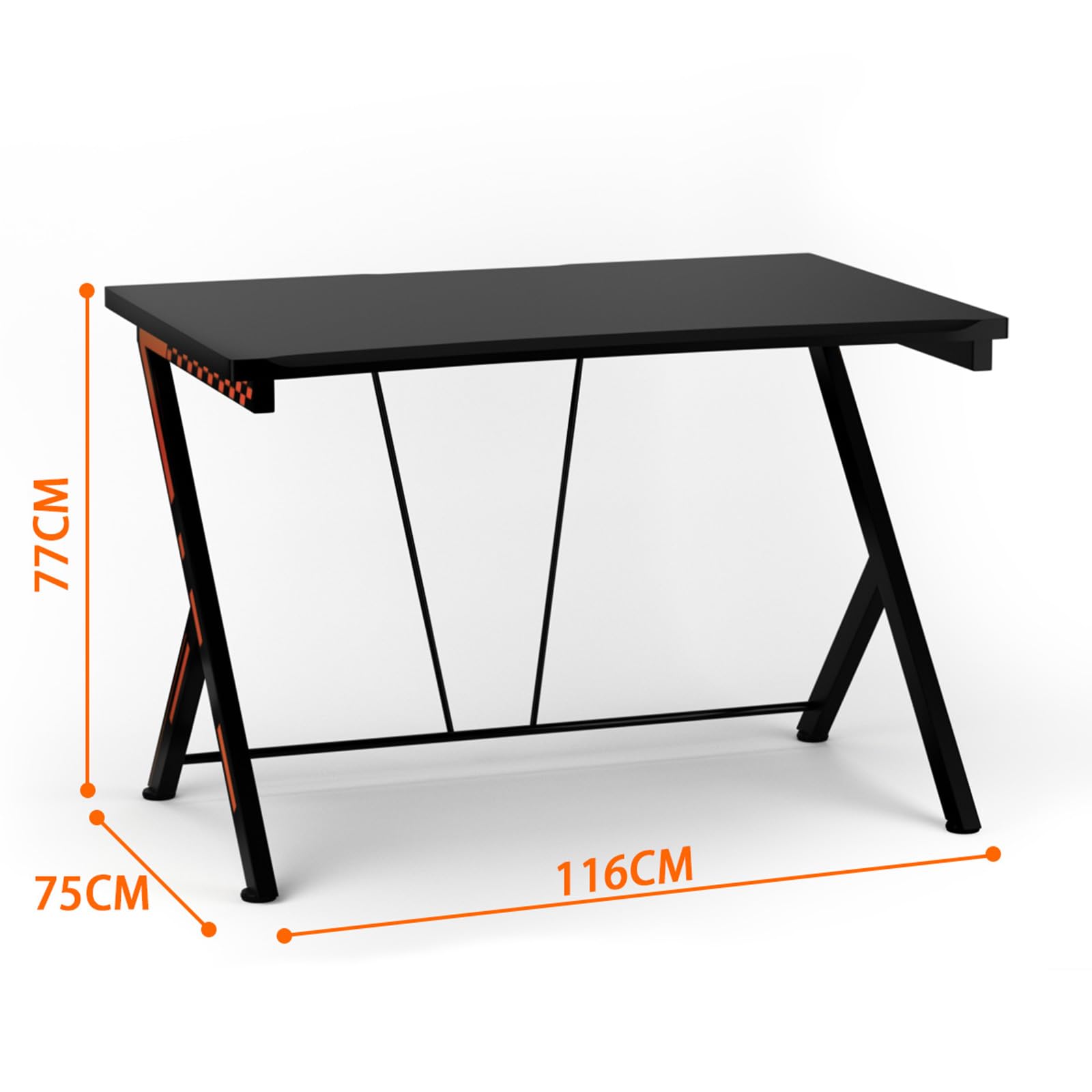 COSTWAY Scrivania Gaming Ergonomica da 116 CM, Scrivania Multiuso per Computer con Struttura Robusta in Metallo, Postazione PC per Gaming Studio Lavoro, 116 x 75 x 77 cm (L x P x A) Nero