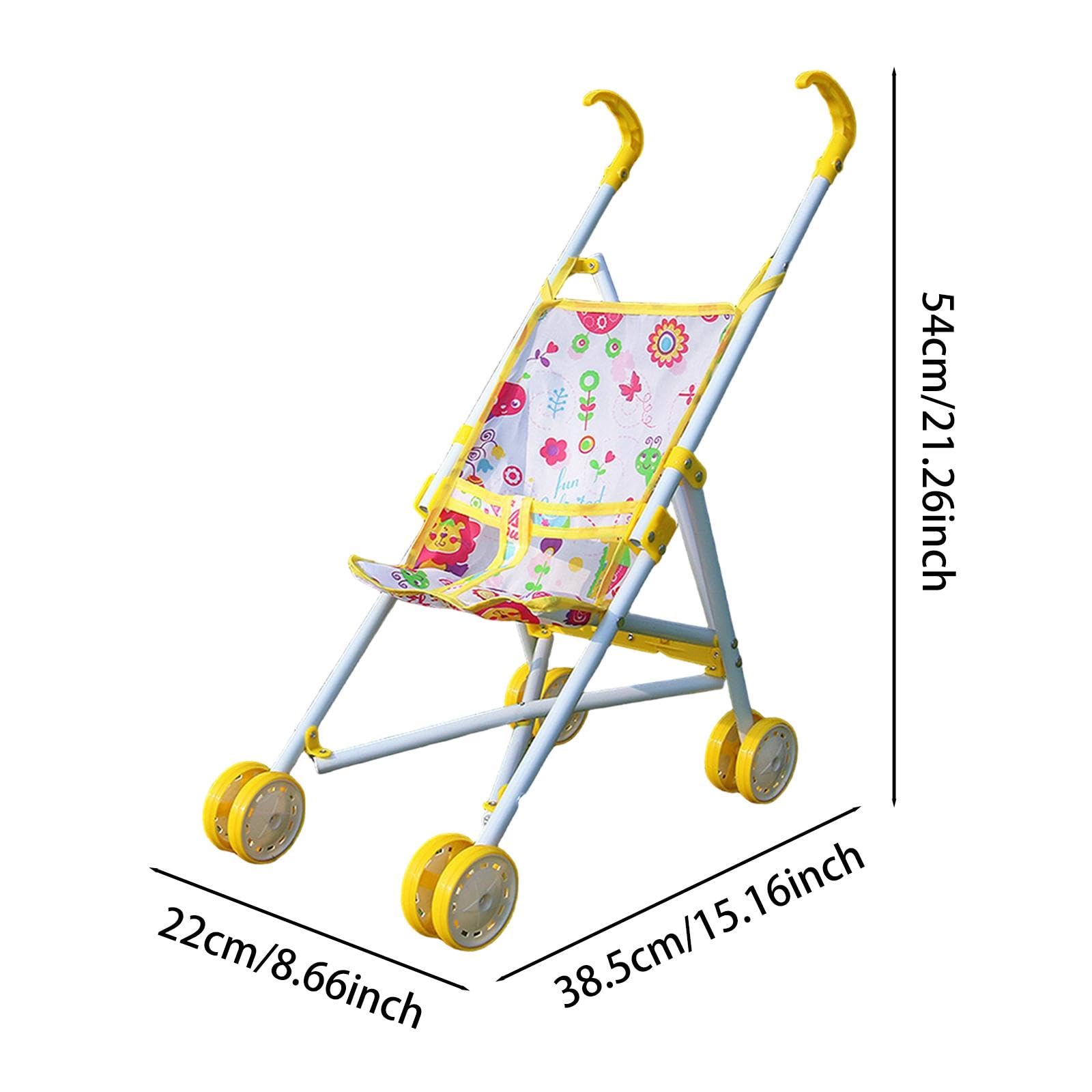 Sharplace Cochecito de muñecas para niños, Juguete de Cochecito de muñecas, Juego de rol para niños de 3 años, Amarillo