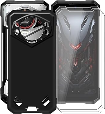 for Doogee S200 Phone Case + 3 X Tempered Glass Screen Protector, WXPPJ Ultra-Thin Soft TPU Silicone Shell Shockproof Protection Case for Doogee S200 6.72" - Black