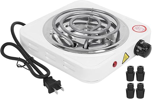 Estufa eléctrica portátil de un solo tubo de acero inoxidable - 1000W, blanco, enchufe estadounidense, 110V, Blanco