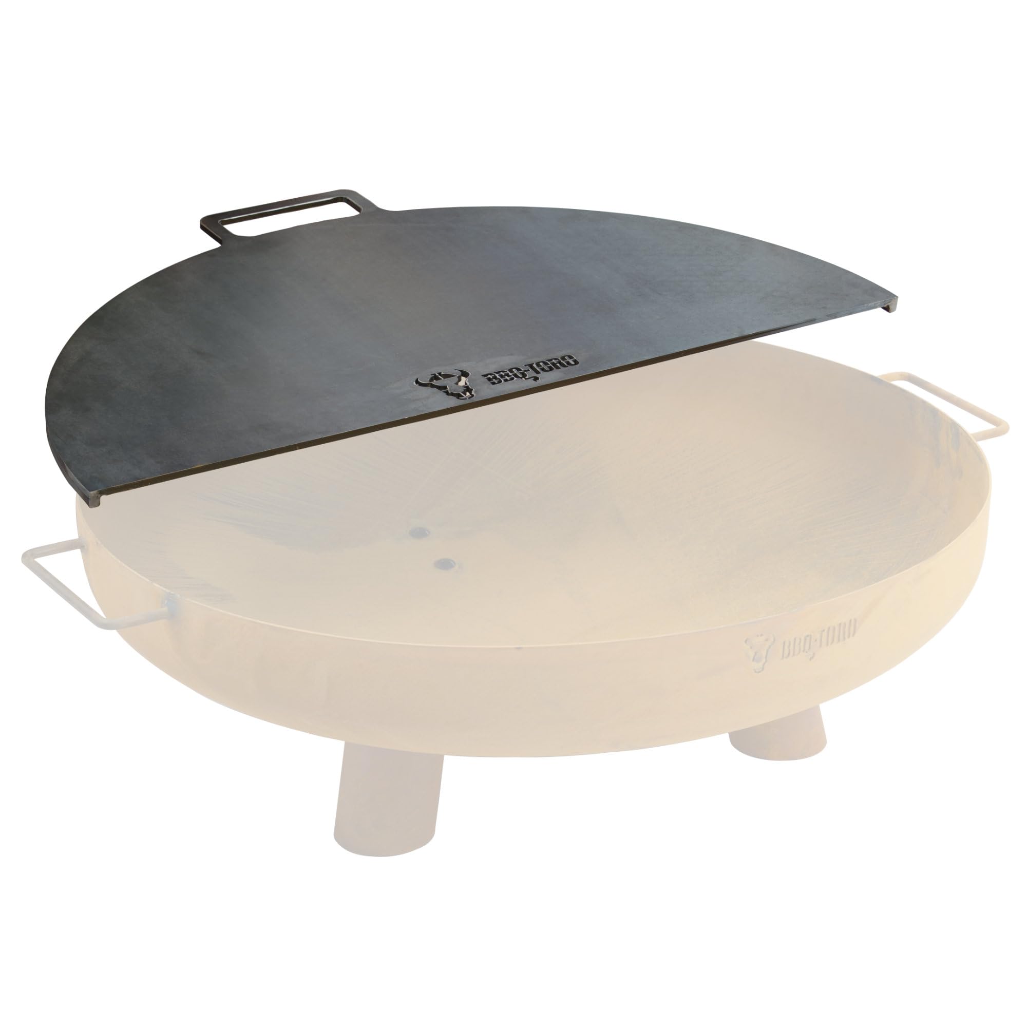 BBQ-Toro Piastra per barbecue in acciaio al carbonio per braciere, diametro di 70 cm, semicircolare con manico, grigio, accessorio per braciere, braciere