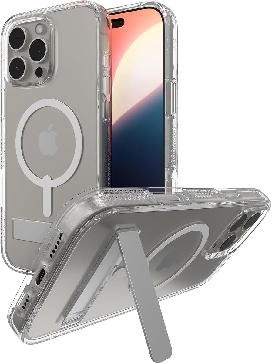 Crystal Palace Snap with Kickstand Case for iPhone 16 Pro Max - MagSafe & Wireless Charging Compatible, Survives Drops Up to 13ft, Textured Grip, Eco-Friendly, Clear