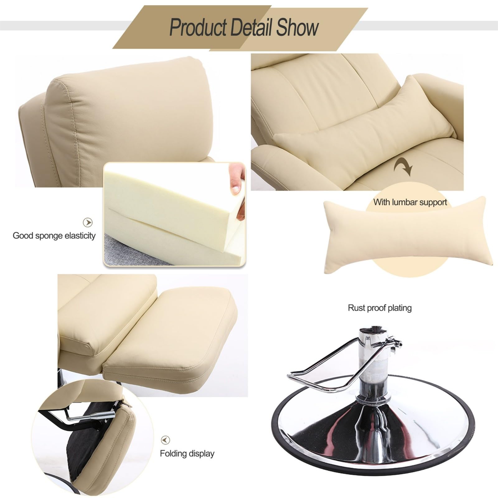 Silla De Belleza Hidraulica Silla Estetica Camilla Estetica Sillones Pedicura Camilla Ajustable de Masaje Multifuncional, para Estetica Masaje Tatuaje Pedicura Pestañas Reclinable (Beige)