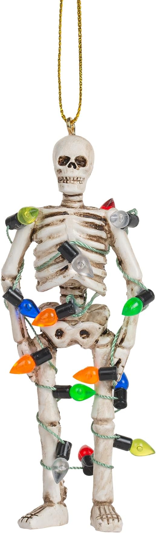 Spooky Thru Noel Collection Scary Skeleton Wrapped in Lights Halloween Skull Christmas Tree Ornmaent