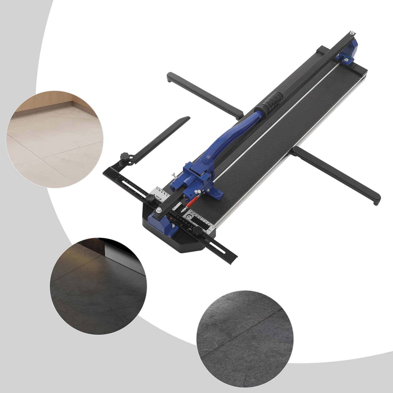 Tagliapiastrelle manuale professionale da 800 mm con laser a infrarossi, base in gomma antiscivolo e impugnatura ergonomica per 4-15 mm, parete, pavimento, piastrelle di vetro (blu)