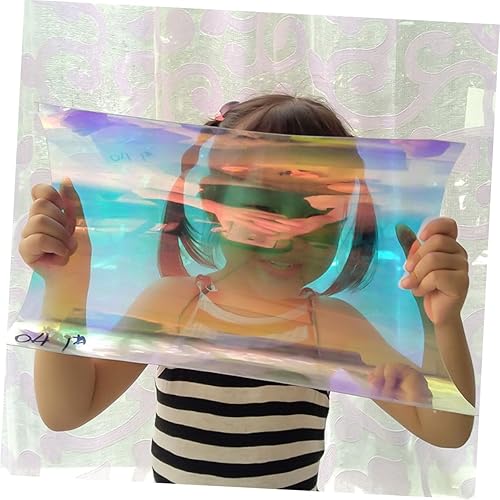 Miniatura 7 de EXCEART 4 hojas de película decorativa para ventana, A4, transparente, celofán, rollo de envoltura de PVC, película de arco iris, película